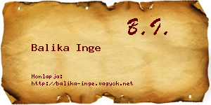 Balika Inge névjegykártya